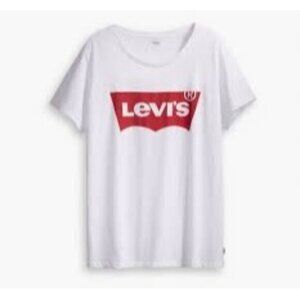 LEVI'S Women The Perfect Graphic T-Shirt SZ XL Short Sleeve Logo‎ White Crewneck